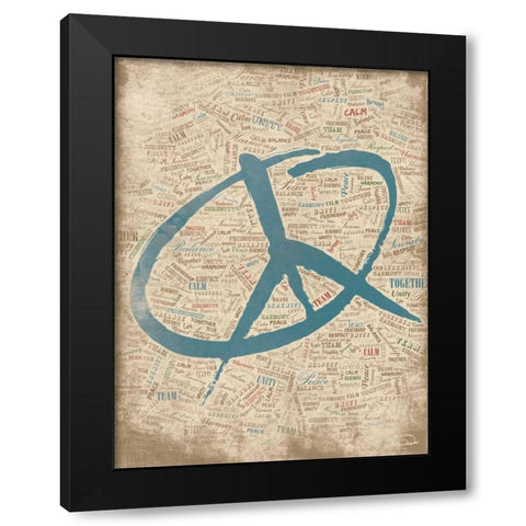 PEACE FOR PEACE Black Modern Wood Framed Art Print with Double Matting by OnRei