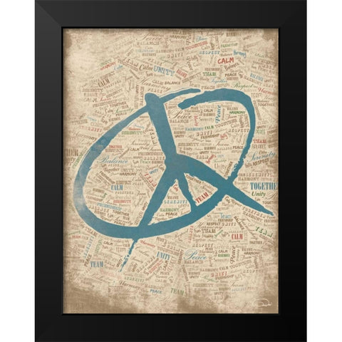 PEACE FOR PEACE Black Modern Wood Framed Art Print by OnRei