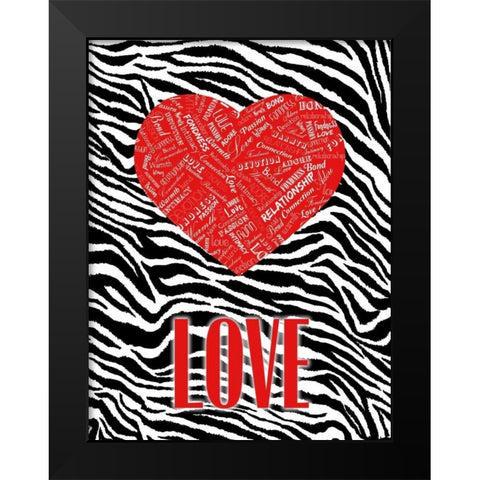 JUNGLE LOVE Black Modern Wood Framed Art Print by OnRei