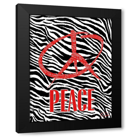 PEACE B Black Modern Wood Framed Art Print by OnRei