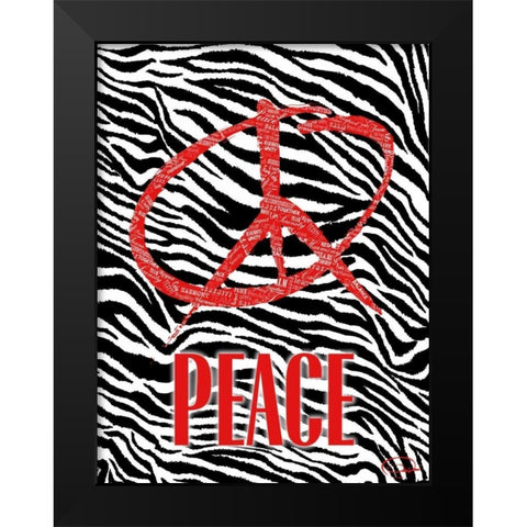 PEACE B Black Modern Wood Framed Art Print by OnRei