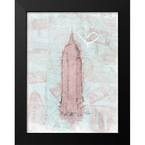 Empire Sketch Romantic Black Modern Wood Framed Art Print by OnRei