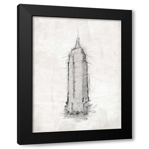 Empire Sketch Black Modern Wood Framed Art Print with Double Matting by OnRei