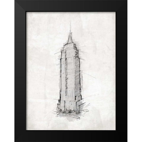 Empire Sketch Black Modern Wood Framed Art Print by OnRei