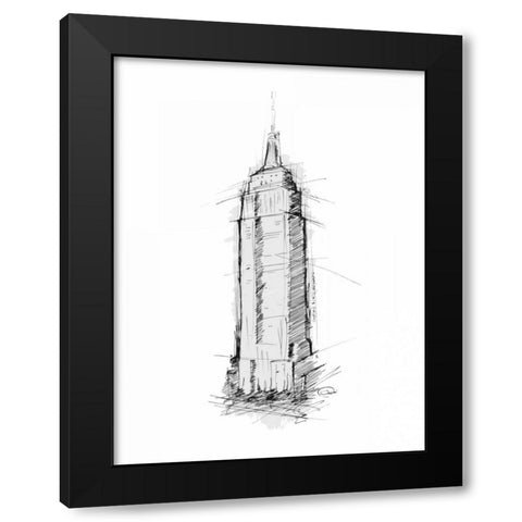 Empire STATE Sketch Black Modern Wood Framed Art Print with Double Matting by OnRei