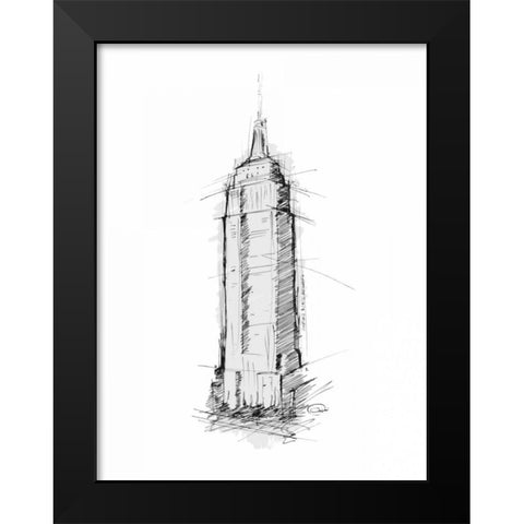 Empire STATE Sketch Black Modern Wood Framed Art Print by OnRei