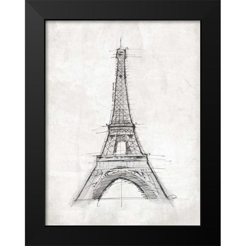 Eiffel Sketch Black Modern Wood Framed Art Print by OnRei