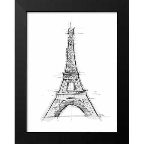 Eiffel Sketch D Black Modern Wood Framed Art Print by OnRei