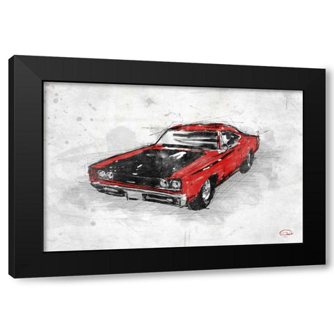 MuscleCar  A Black Modern Wood Framed Art Print with Double Matting by OnRei