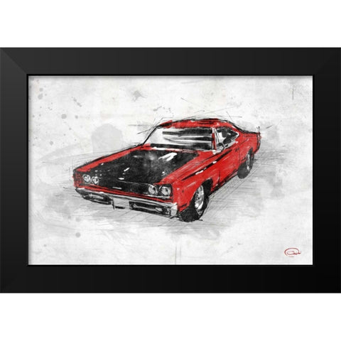 MuscleCar  A Black Modern Wood Framed Art Print by OnRei