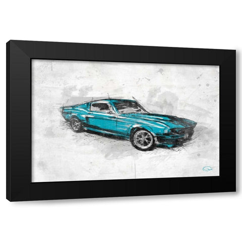 MuscleCar B Black Modern Wood Framed Art Print with Double Matting by OnRei