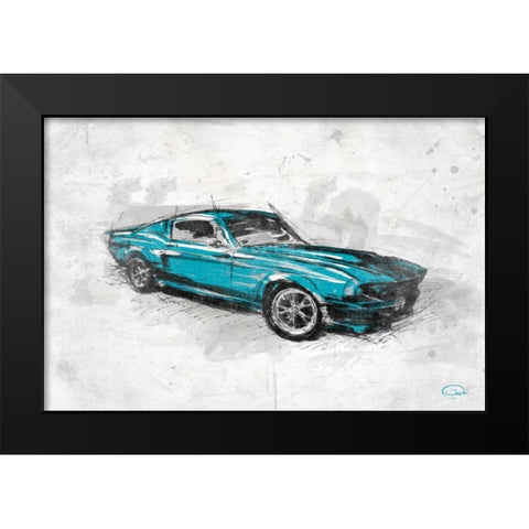 MuscleCar B Black Modern Wood Framed Art Print by OnRei