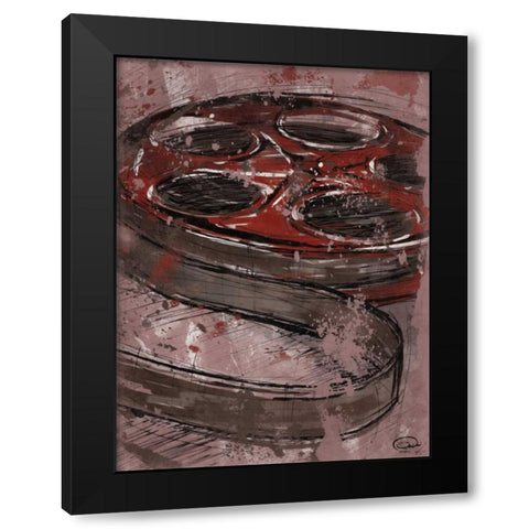 Cinema Red Black Modern Wood Framed Art Print with Double Matting by OnRei