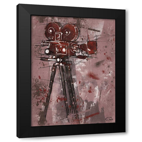 MOVIE RED Black Modern Wood Framed Art Print with Double Matting by OnRei