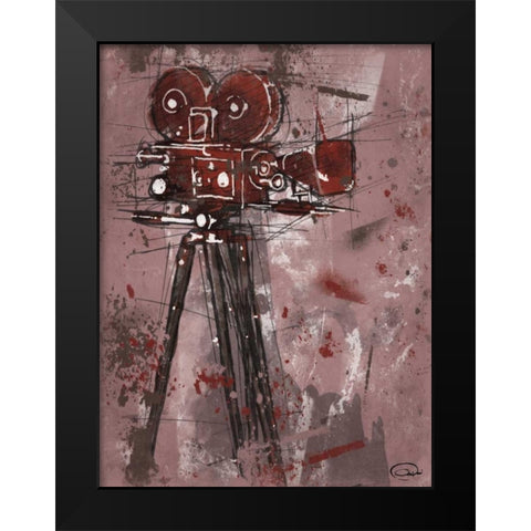 MOVIE RED Black Modern Wood Framed Art Print by OnRei