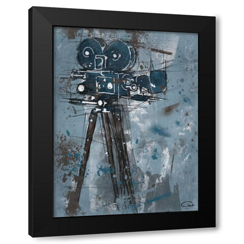 MOVIE Black Modern Wood Framed Art Print with Double Matting by OnRei