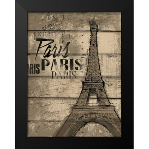 Natural Paris Clean Black Modern Wood Framed Art Print by OnRei