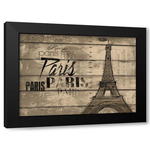 Natural Paris Clean Horizontal Black Modern Wood Framed Art Print with Double Matting by OnRei