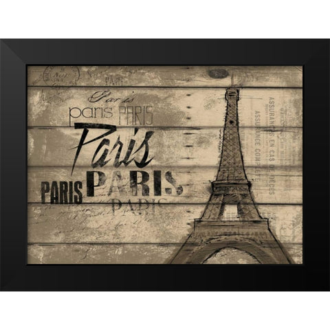 Natural Paris Clean Horizontal Black Modern Wood Framed Art Print by OnRei