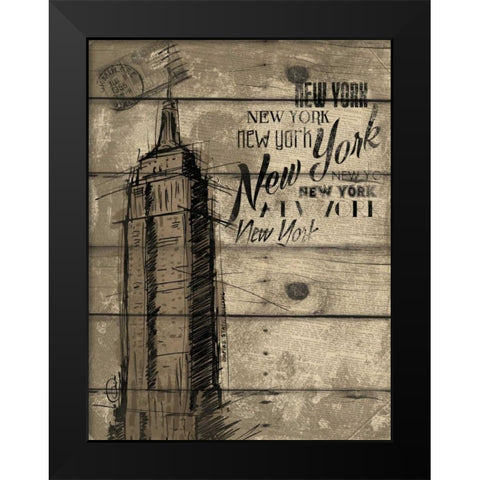 Natural New York Clean Black Modern Wood Framed Art Print by OnRei