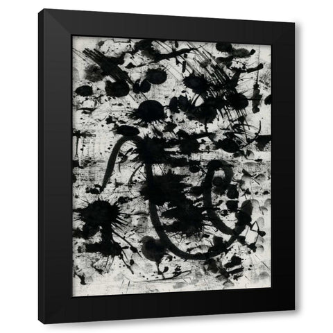 Splatter Black Modern Wood Framed Art Print with Double Matting by OnRei