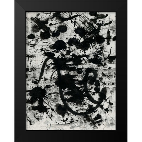 Splatter Black Modern Wood Framed Art Print by OnRei