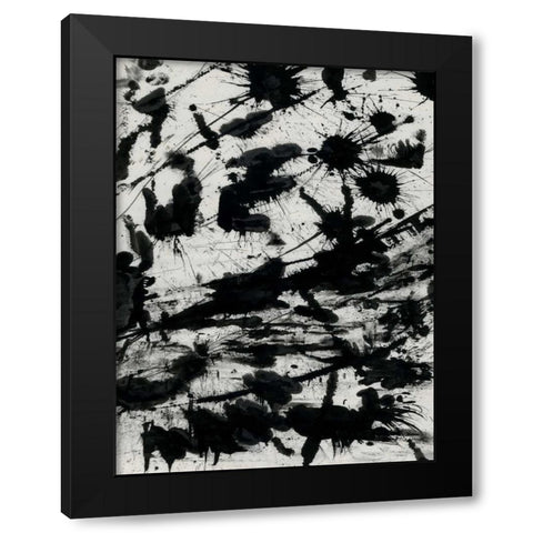 Splatter 2 Black Modern Wood Framed Art Print with Double Matting by OnRei