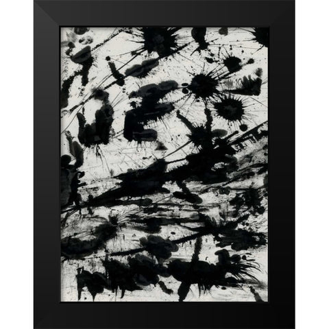 Splatter 2 Black Modern Wood Framed Art Print by OnRei