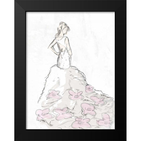 Fashion Flower Dress 2 Black Modern Wood Framed Art Print by OnRei