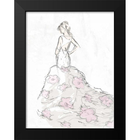 Fashion Flower Dress Black Modern Wood Framed Art Print by OnRei