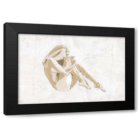 Nude Pose Black Modern Wood Framed Art Print with Double Matting by OnRei