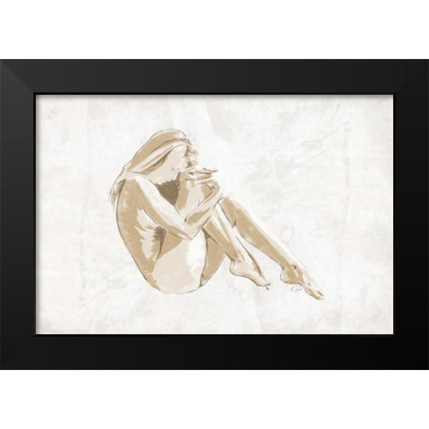 Nude Pose Black Modern Wood Framed Art Print by OnRei