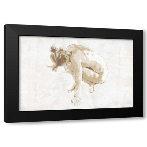 Nude Pose Mate Black Modern Wood Framed Art Print with Double Matting by OnRei