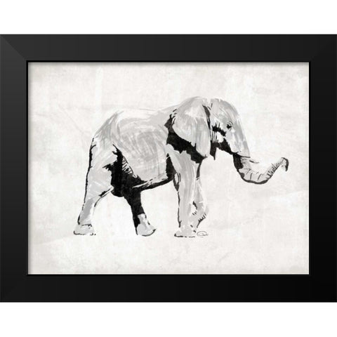 Elephant Trunk Up Black Modern Wood Framed Art Print by OnRei