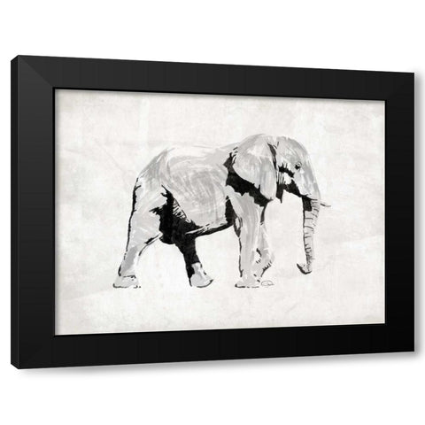 Elephant Black Modern Wood Framed Art Print with Double Matting by OnRei