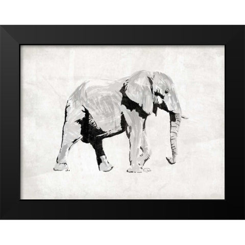 Elephant Black Modern Wood Framed Art Print by OnRei