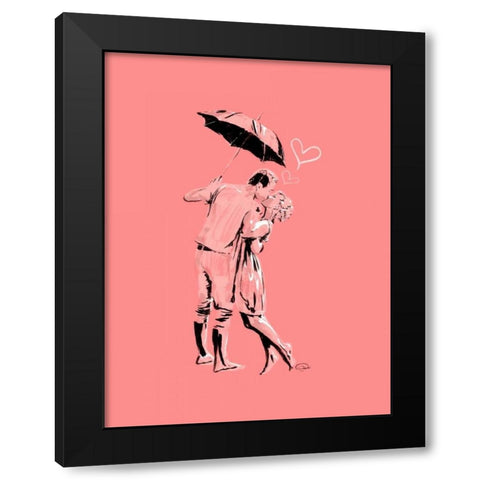 Romantic Love Pink Black Modern Wood Framed Art Print with Double Matting by OnRei