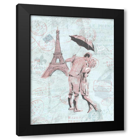 Romantic love Eiffel Black Modern Wood Framed Art Print with Double Matting by OnRei