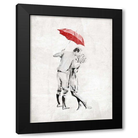 Romantic Love Black Modern Wood Framed Art Print with Double Matting by OnRei