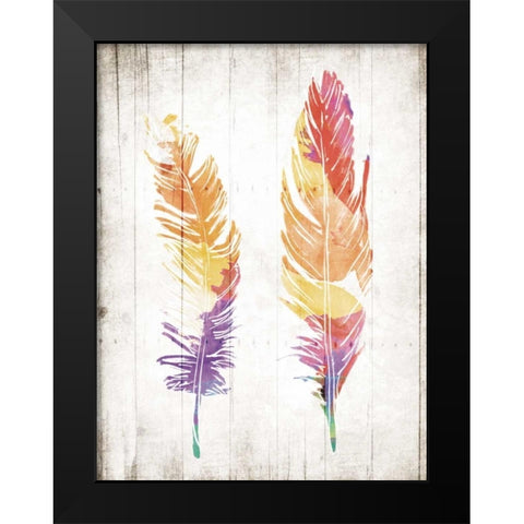 Wooden Feathers Black Modern Wood Framed Art Print by OnRei