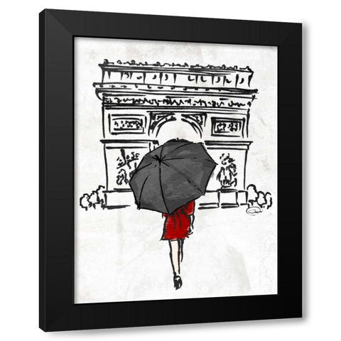 Inked Walk Away Red Black Modern Wood Framed Art Print with Double Matting by OnRei