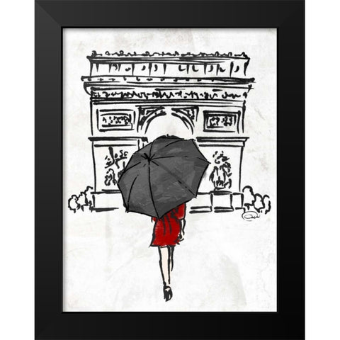 Inked Walk Away Red Black Modern Wood Framed Art Print by OnRei