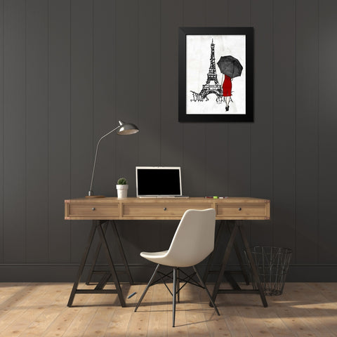 Inked Walk Away Mate Red Black Modern Wood Framed Art Print by OnRei