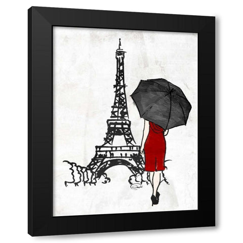 Inked Walk Away Mate Red Black Modern Wood Framed Art Print with Double Matting by OnRei