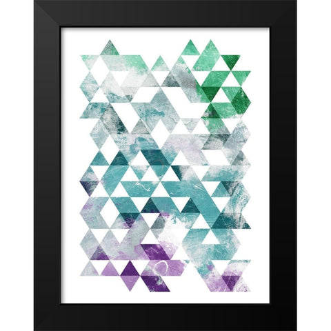 Green Purple Grey Triangles Black Modern Wood Framed Art Print by OnRei