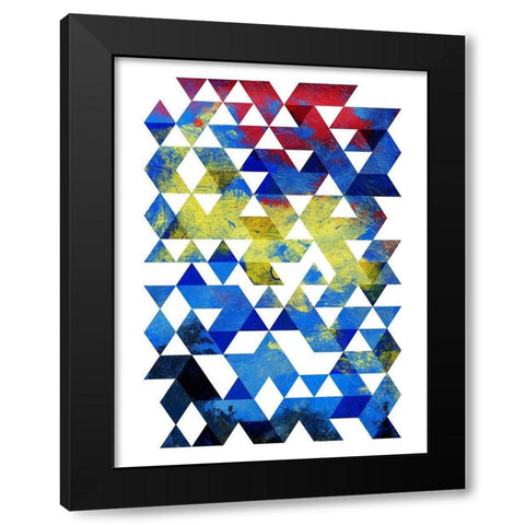 Pop Triangles Black Modern Wood Framed Art Print with Double Matting by OnRei