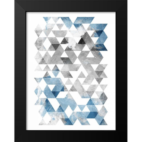 Blue Silver Triangles Mates Black Modern Wood Framed Art Print by OnRei