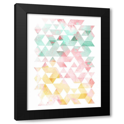 Pastel Triangles Mate Black Modern Wood Framed Art Print with Double Matting by OnRei