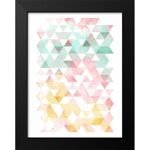 Pastel Triangles Mate Black Modern Wood Framed Art Print by OnRei