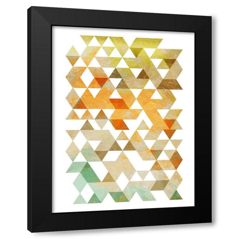 Soft Earth Triangles Black Modern Wood Framed Art Print with Double Matting by OnRei